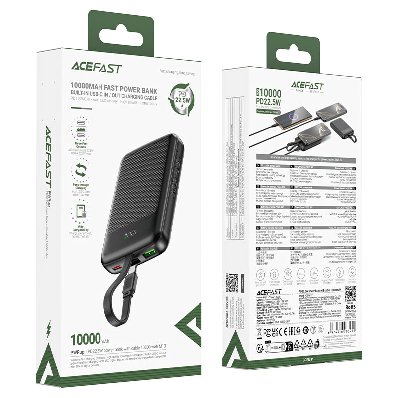 Acefast Fast Charge Power Bank M13 PD22.5W 10000mAh
