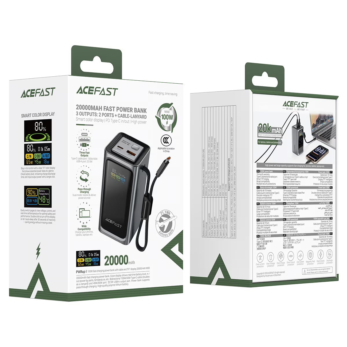 Acefast Fast Charge Power Bank M33 PD100W 20000mAh
