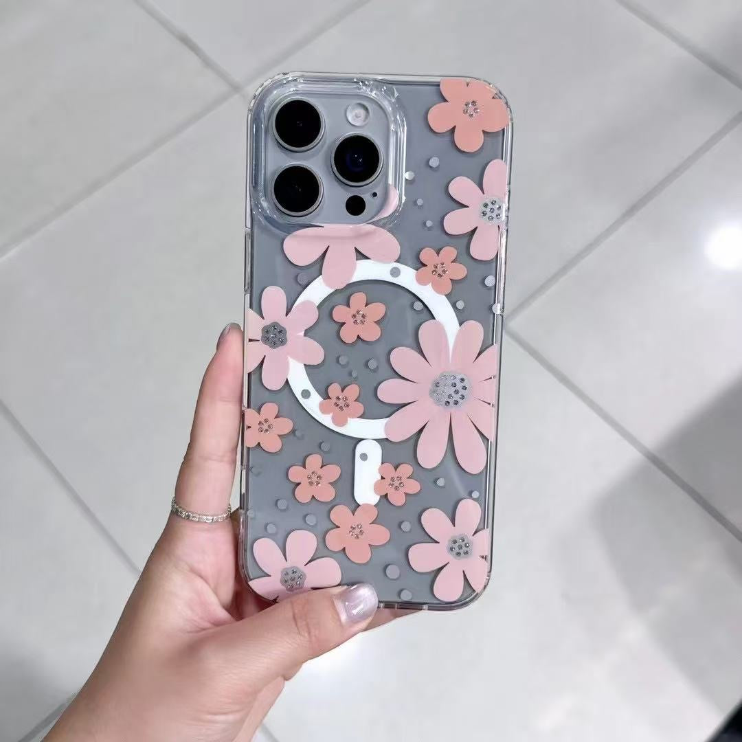 Blush Bloom Magnetic Clear Case – MagSafe Compatible