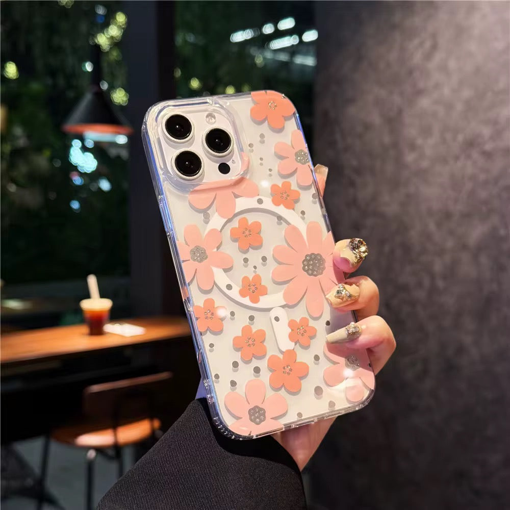 Blush Bloom Magnetic Clear Case – MagSafe Compatible