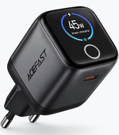 ACEFAST A156 45W GaN USB-C Fast Wall Charger with AI Smart Color Display – EU Plug