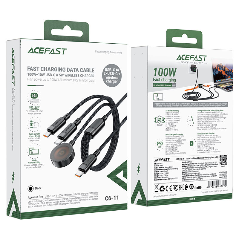 Acefast Charging Data Cable C6-11 3-in-1 100W
