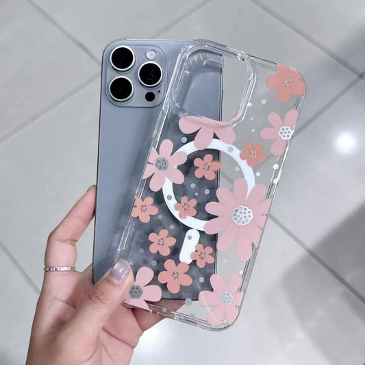 Blush Bloom Magnetic Clear Case – MagSafe Compatible