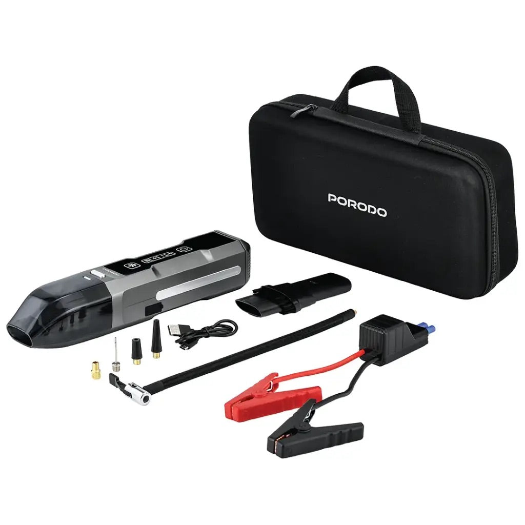 Porodo Ignatov Jump Starter & Air Pump with Handheld Vacuum & USB-C Recharge - Black