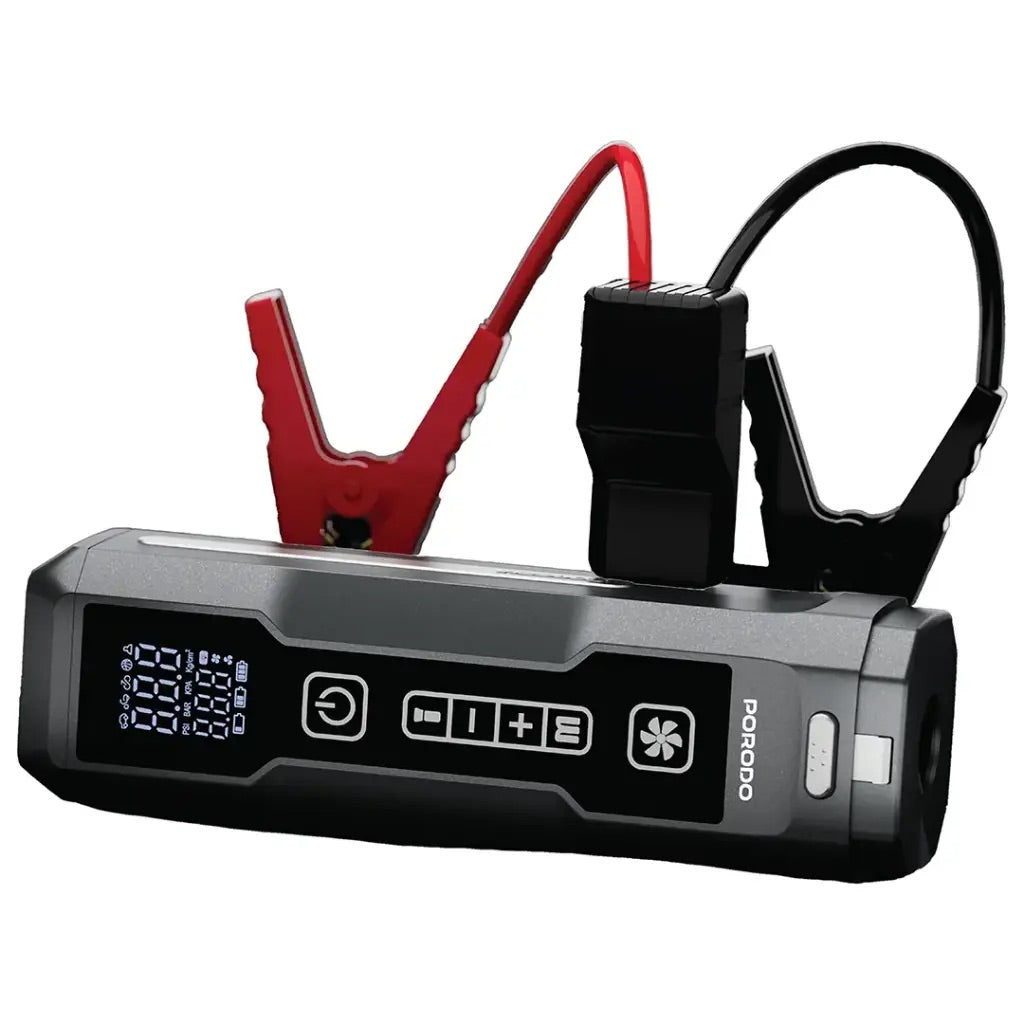 Porodo Ignatov Jump Starter & Air Pump with Handheld Vacuum & USB-C Recharge - Black