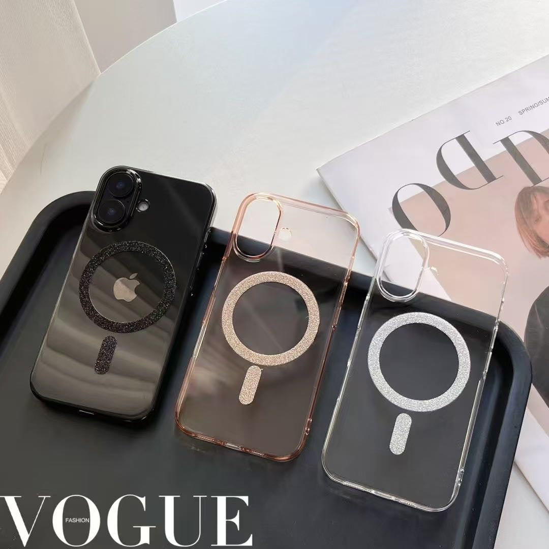 Glitter Transparent MagSafe-Compatible iPhone Case