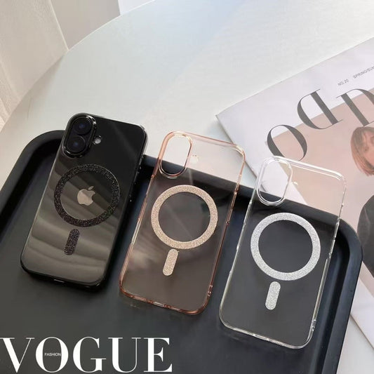 Glitter Transparent MagSafe-Compatible iPhone Case