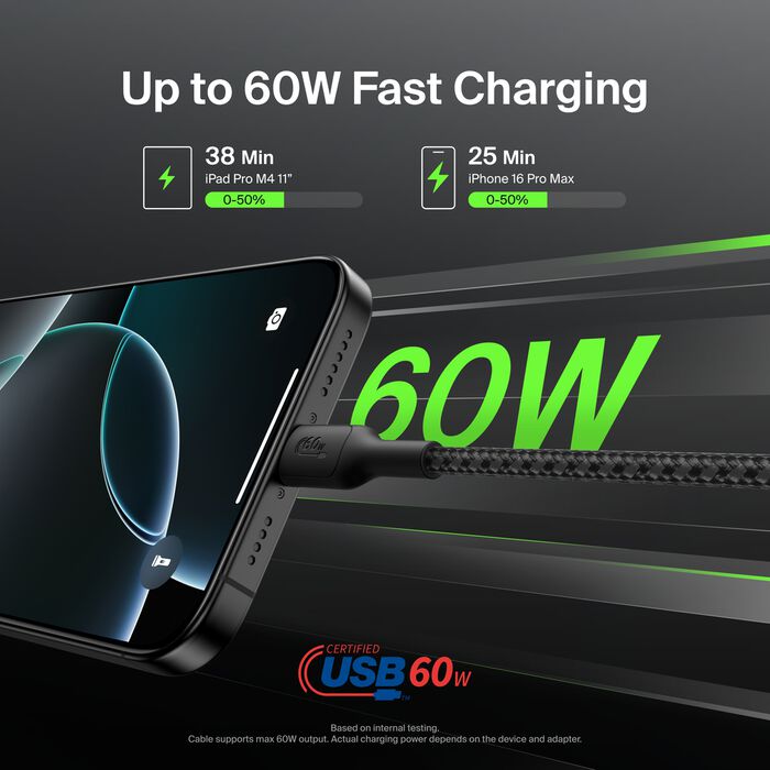 BoostCharge Pro Braided USB-C to USB-C Cable 60W