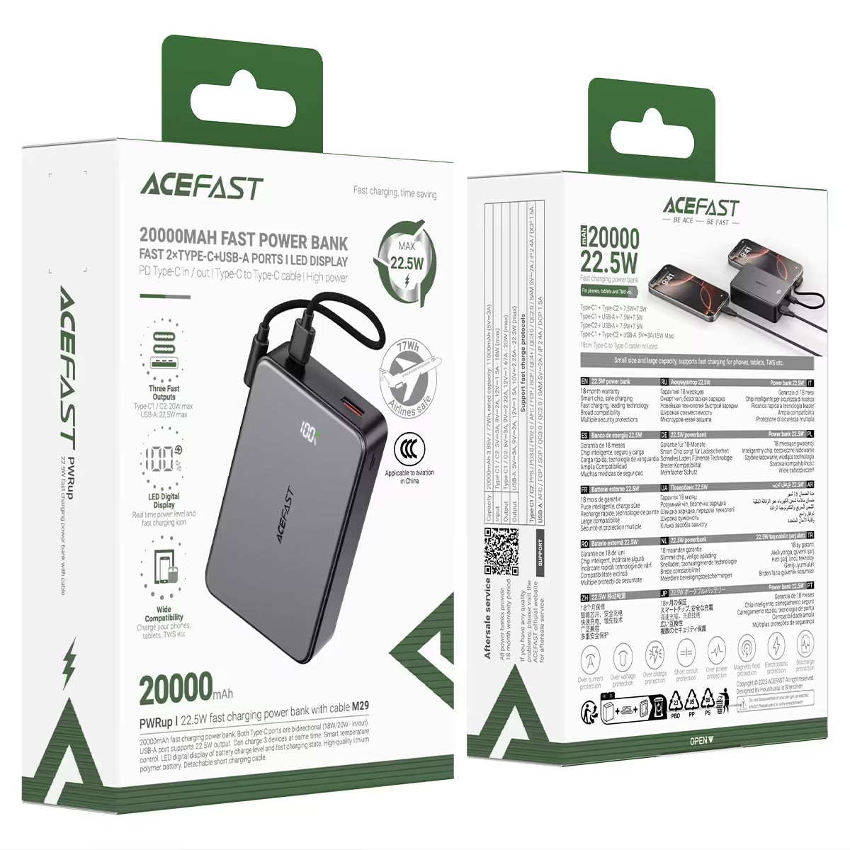 Acefast Fast Charge Power Bank M29 22.5W 20000mAh